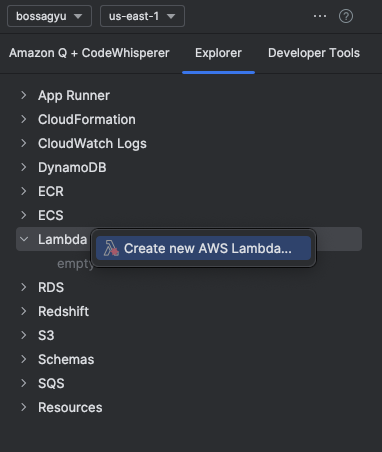 Lambda関数の作成画面