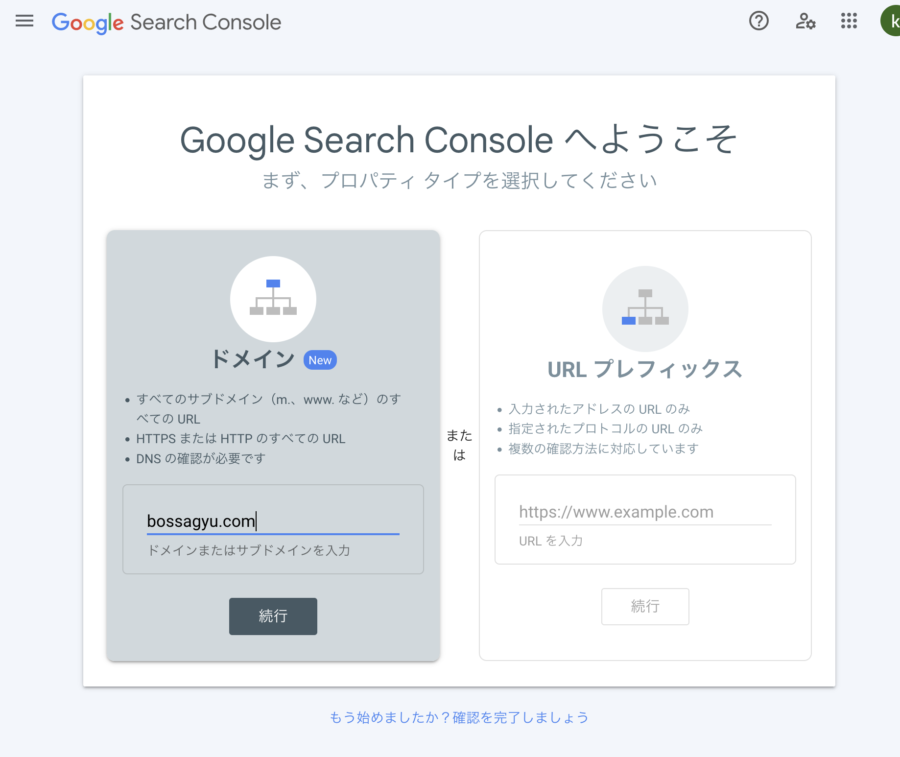 URL input screen