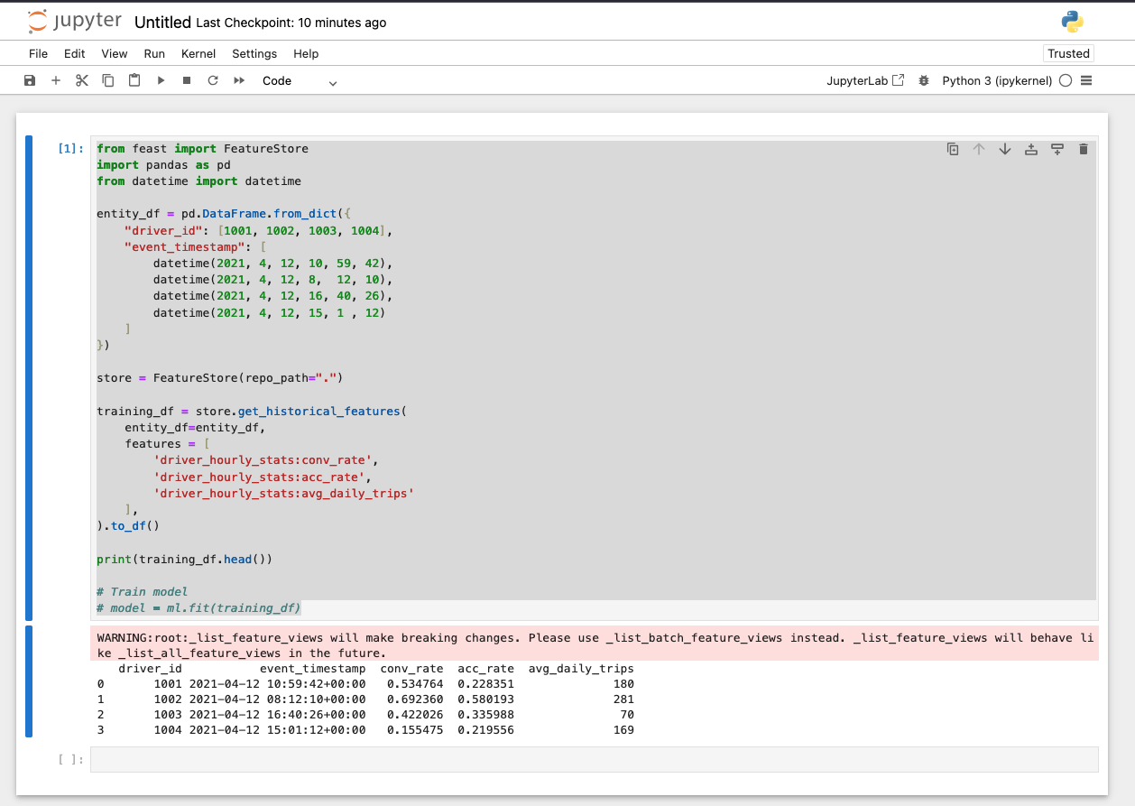 Training Data in Feast