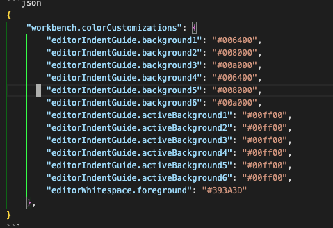 Indent guide appearance